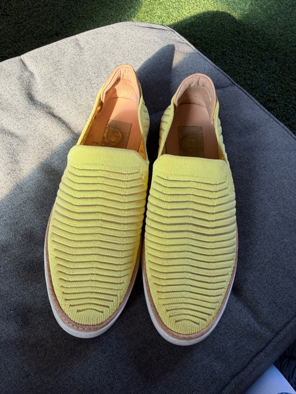 UGG Women's Yellow Knit Slip-On Loafers